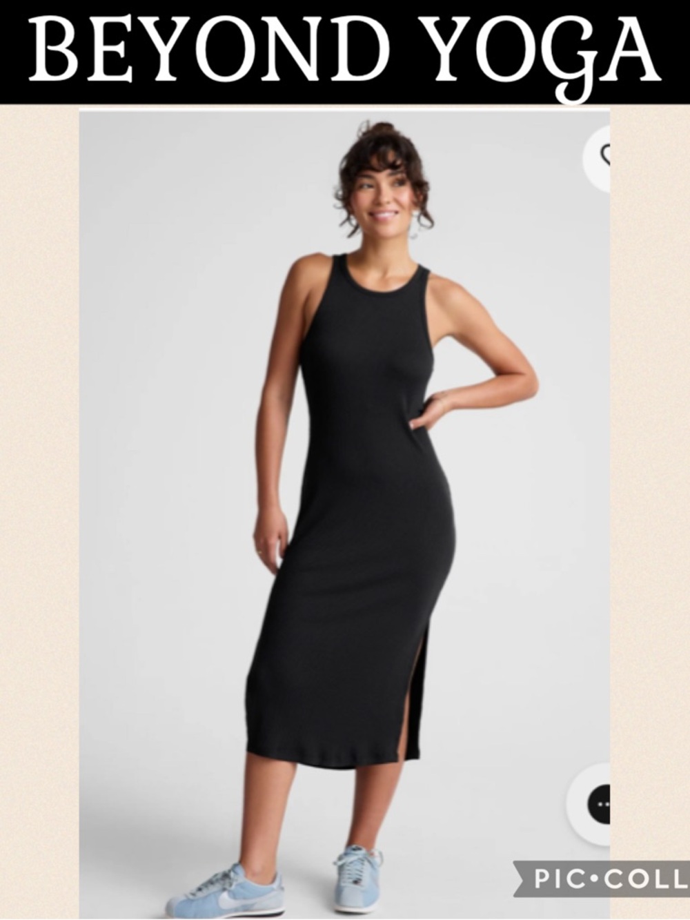 NWT Beyond Yoga Black Ribbed Tank Midi Dress Smal